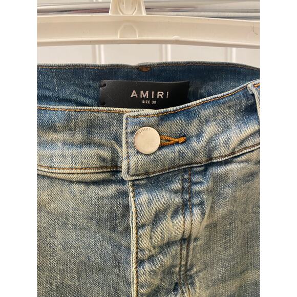 Amiri Scarves Art Patch Skinny Distressed Denim Jeans Size 38 x 31 - Picture 4 of 10